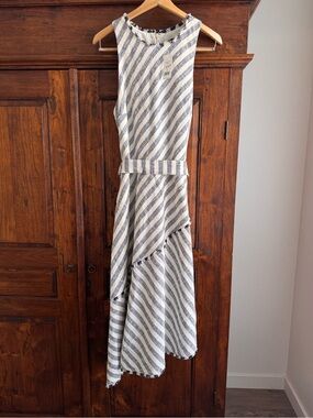 Banana Republic Tweed Striped Assymetrical Dress Size 16 Tall